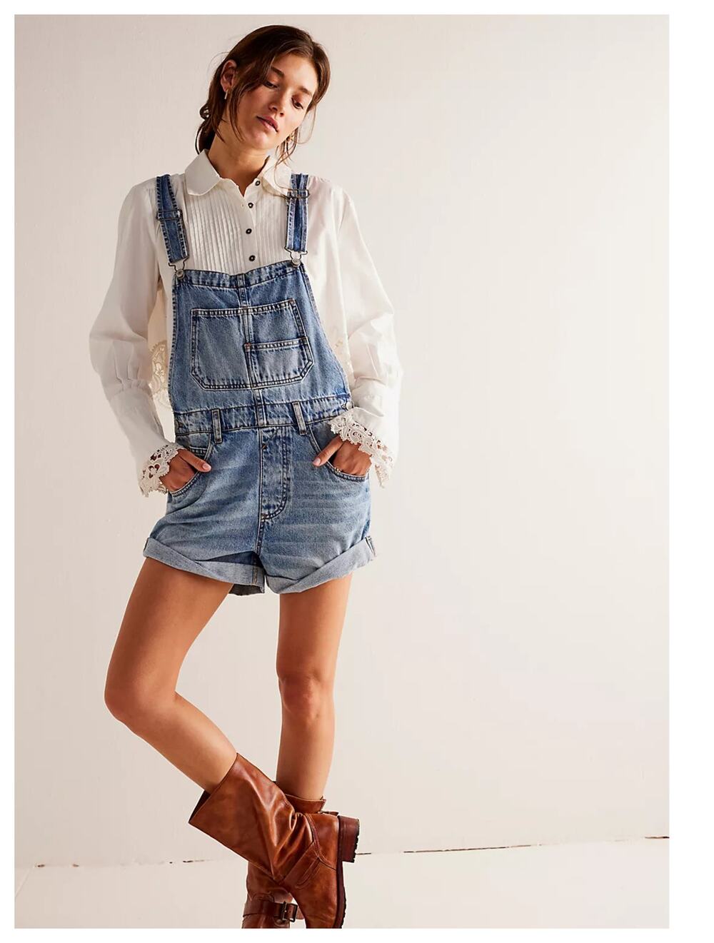 NEW Free People We the Free Ziggy Denim Shortalls Size XL